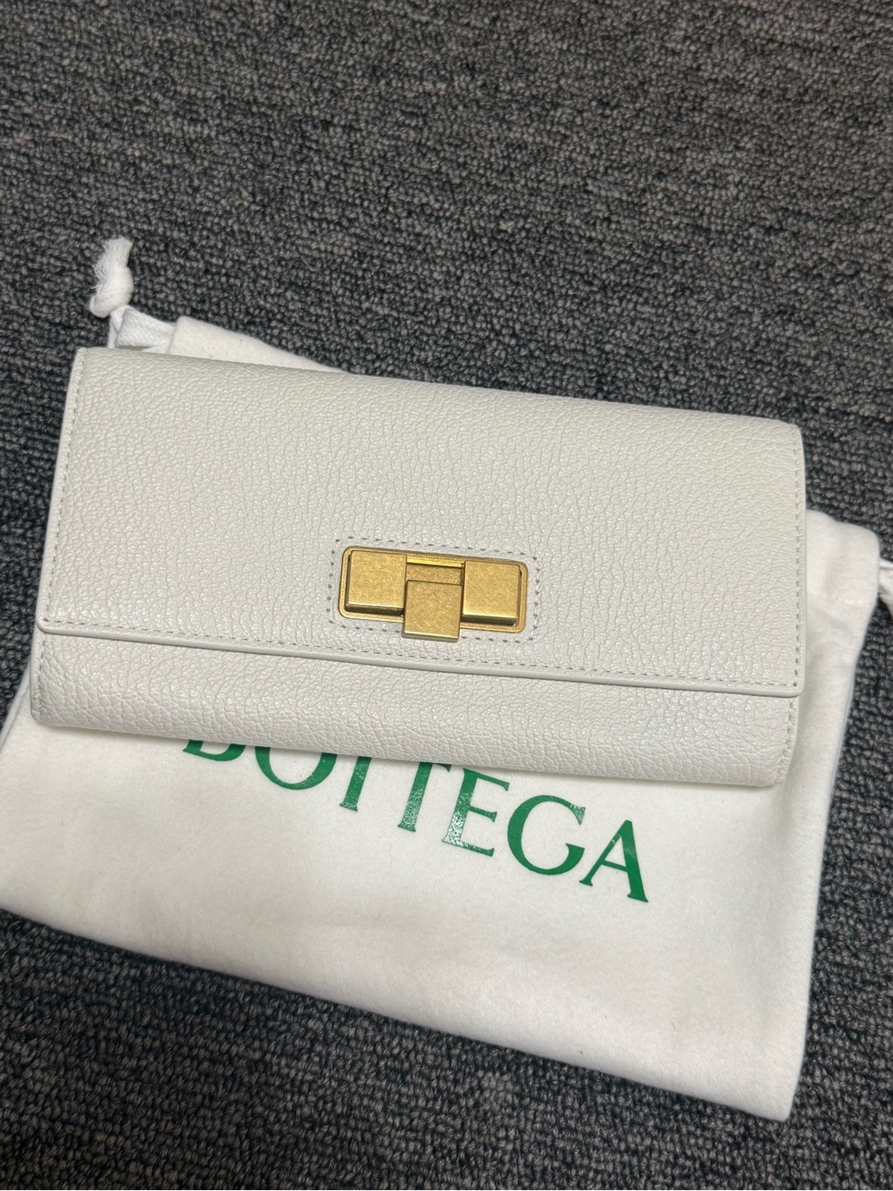 Bottega Veneta white leather Continental Long Wallet